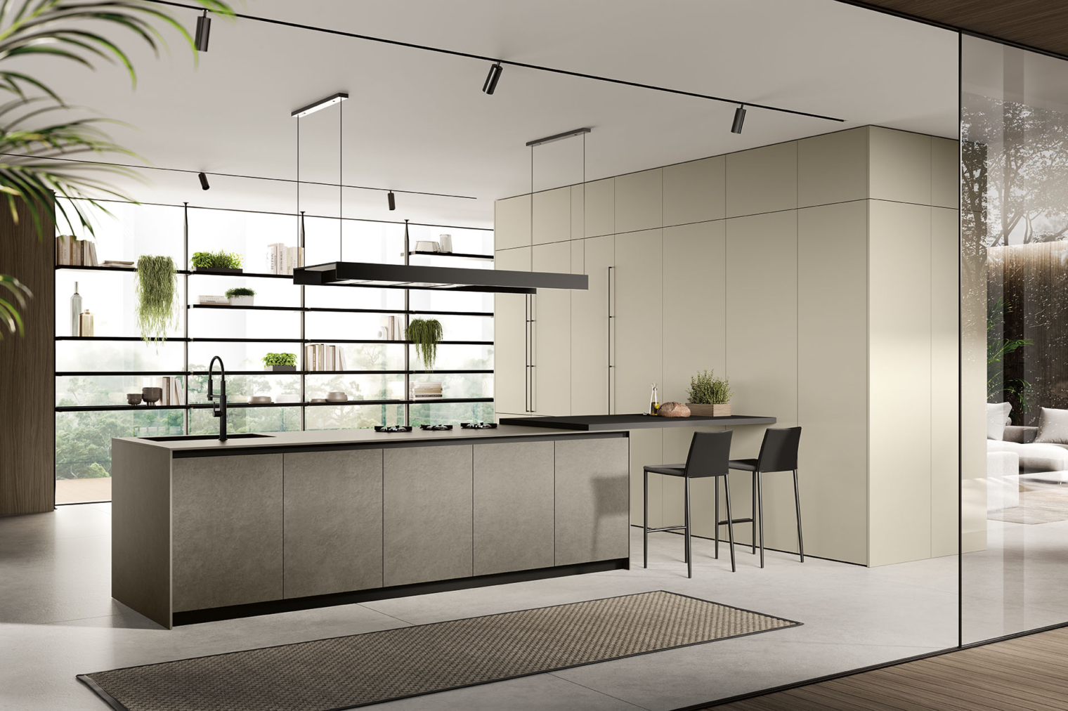FebalCasa_Cucina_Moderna_Origina_AntaTelaioAlluminio_Compo2d(1)-1 Cucina lineare idee